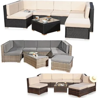 £379.68 • Buy Seating Group Rattan Garden Furniture Lounge Polyrattan Set Table Set Grey Brown XL