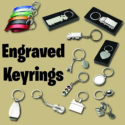 Personalised Engraved Keyrings Car / Violin / Heart / Truck / Funny Shapes • £3.49