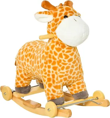 Toddler Rocking Toy Plush Giraffe Ride On Horse Seat Gliding Wood Base Rocker UK • £45.89