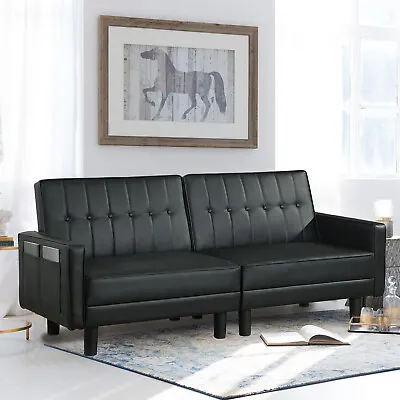 Faux Leather LoveseatConvertible Sleeper Sofa Bed Couch Futon Sofa Bed Recliner • $239.99