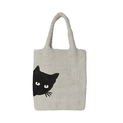 Felted Cat Tote Bag Handmade Tote Bag 100% Wool Wet Felting Eco Friendly • $24.85