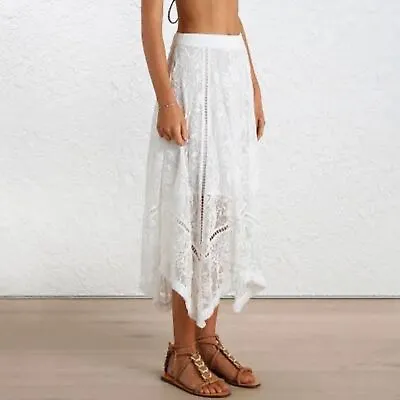 Zimmermann White Henna Fringe Silk Skirt Size 0 • $200