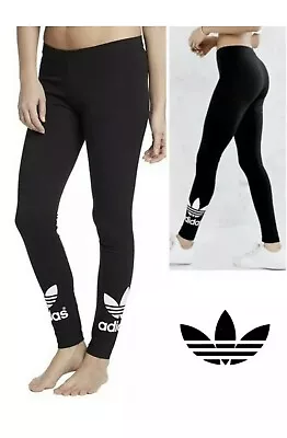 Adidas Original Women's Leggings Bottoms Yoga Pants Black 8 To 14  • £17.98