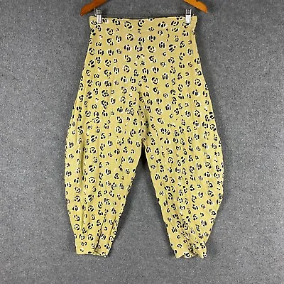 Zulu & Zephyr Pants Womens 6 Yellow Black Capri Guru Cuffed Leopard Print • $31.96