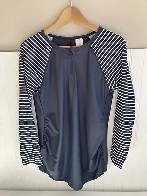 Long Sleeve Colorblock With Zip-Front Rash Guard Maternity Top Isabel Large NWOT • $12.99