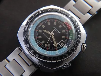 RARE ALTIMATIC 5 ATM (50 M) WATERPROOF TWO CROWNS DIVER MEN WATCH. SERVICED. 70s • $149