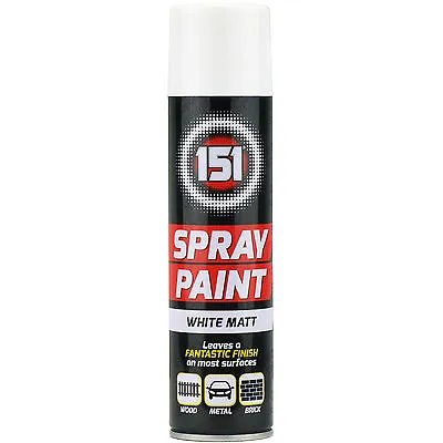 4 X 250ml 151 White Matt Aerosol Paint Spray Cars Wood Metal Walls Graffiti • £9.99