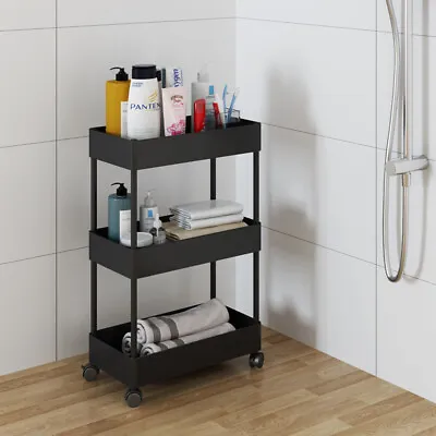 £19.95 • Buy Bathroom 3 Tier Plastic Shower Caddy Shelf Pole Rack Kitchen Storage With Wheel