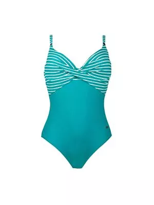 42E Naturana Multiway Swimsuit Padded Swim Costume Soft Cup Beach Blue Swimwear • £19.95
