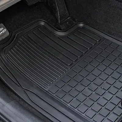 Heavy Duty Trim-Fit Rubber Car Floor Mats Dirt Trap Grid Design Semi-Custom 2PC • $29.50