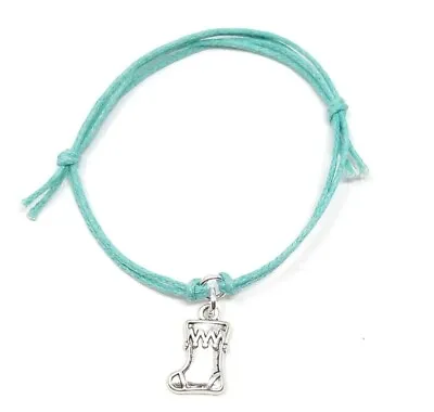 Silver Christmas Theme Charm Waxed Cord Friendship Wish Bracelet • 20 Colours • £1.75