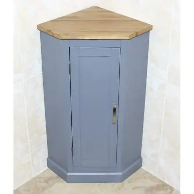 Cloakroom Corner Bathroom Vanity Painted Grey Unit | Oak Top Corner Unit • £279