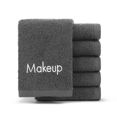 6 Pack Of Makeup Removal Towels - Embroidered Gray 13 X 13 Cotton Washcloth • $18.99