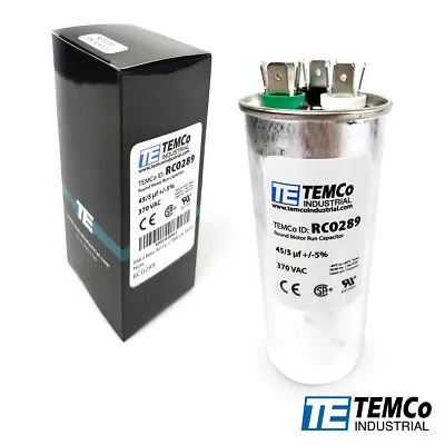 TEMCo 45+5 Uf/MFD 370 VAC Volts Round Dual Run Capacitor 50/60 Hz -Lot-1 • $14.45