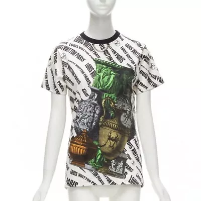 LOUIS VUITTON FORNASETTI 2021 Graphic Logo Vase Chain Trimmed Cotton Tshirt S • $598