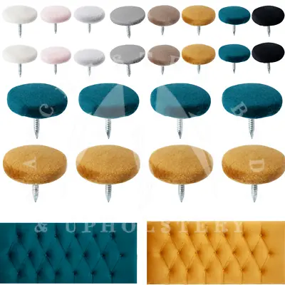 Covered Nail Back Buttons Plush Velvet Upholstery Fabric Sofa Headboard 30L/18mm • £35.99