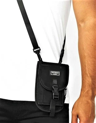 $55.95 • Buy GUESS LOGO WALLET CROSSBODY SHOULDER & WAIST BELT BUM TRAVEL BAG Black BNWT New