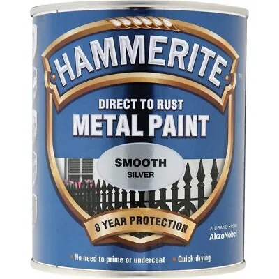 HAMMERITE DIRECT TO RUST Smooth Silver 750ml • £16.95