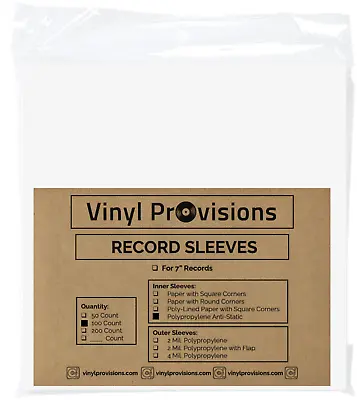 7-Inch Record Anti-Static Inner Sleeves Fits 45 RPM 100 Pack • $14.99