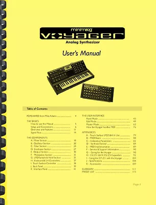 Moog Minimoog Voyager Rack Mount Edition RME Synthesizer OWNER'S MANUAL • $19.95