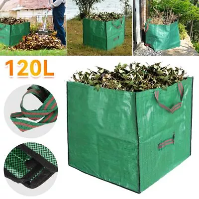 1-20x Reusable Garden Waste Bags 120L Heavy Duty Leaves Refuse Sacks With Handle • £8