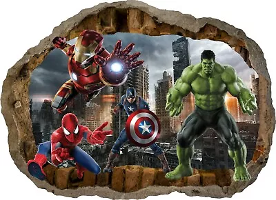 Marvel Avengers Super Heros Hulk 3d Smashed Wall View Sticker Poster Vinyl Z639 • £13.99