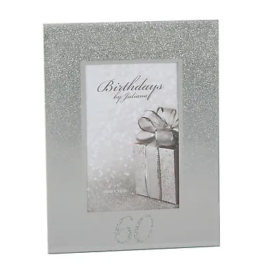 Silver Glitter & Mirror 4'x6' Photo Frame With Number - 60th Birthday • £8.92