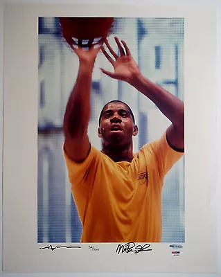 MAGIC JOHNSON & NEIL LEIFER Dual Signed 16x20 Lakers Photo #/500 UDA & PSA/DNA • $895