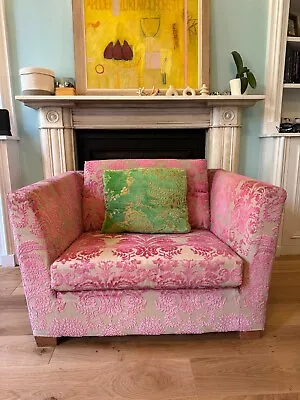 Love Seat Snuggle Chair Pink Designers Guild Ombrione Damask Cut Velvet  • £25