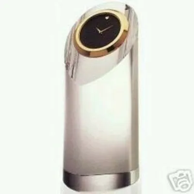 Movado Crystal Clock Gold CARBON FIBER FACE  $300 Rare Collectible Piece New  • $199.98