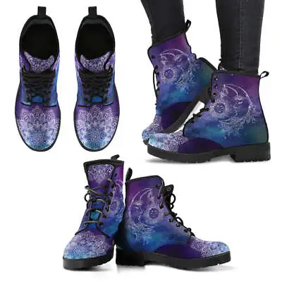 Sun And Moon Galaxy Handcrafted Women's Booties Vegan-Friendly Leather Boots • $79.95