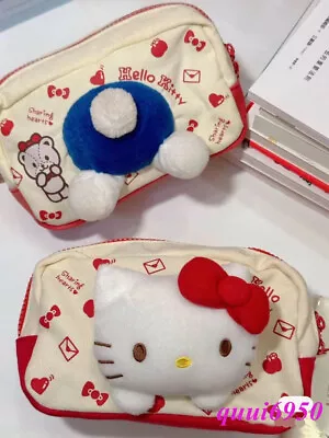 Cute Hello Kitty Canvas Pencil Case Pouch Plush Doll Storage Bag Organizer • $29.69