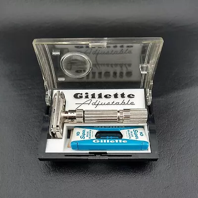 Vintage G-1 Gillette Fat Boy 1-9 Adjustable Safety Razor W/ Case And Blades • $195
