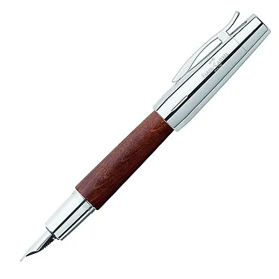 Faber-Castell E-Motion  Fountain Pen  Fine Point  Wood & Chrome Brown 148201 New • $130