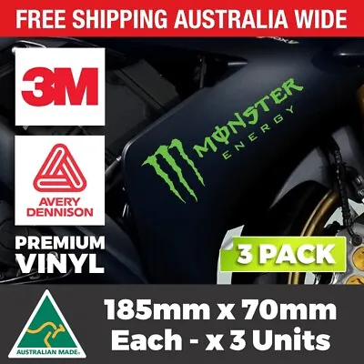 3 X Monster Energy Sticker Decal Set Motocross Motorbike Dirt Bike Fender Car • $7.25