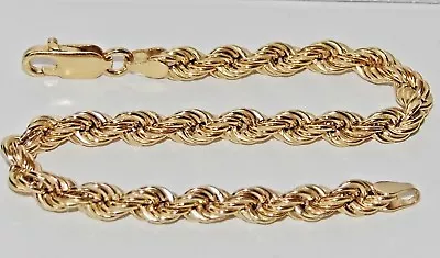 9ct Yellow Gold & Silver Rope Link LADIES 7.75 Inch Bracelet • £34.95