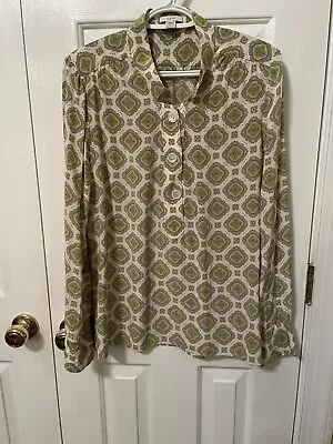 J Crew 100% Silk Blouse Size 12 EUC Color Green Free Shipping. • $24.99