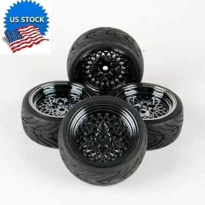 1/10 Scale RC On Road Racing Car 12mm Hex Rubber Wheel Tires Rim For HPI HSP • $16.10
