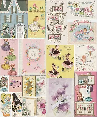 Vintage Greeting Cards Lot Of 19 - Great For Scrapbooking Cardmaking & Crafts • $19.95