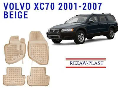 Floor Mats For Volvo XC70 2001-2007 2 Rows All Weather Rubber Mat Set Beige Odor • $139.99