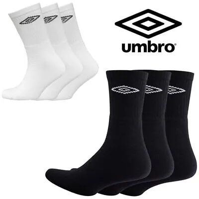 UMBRO Mens Socks 3 Pairs Lightweight Cotton Boots Ladies Work Sports Crew Sock • £5.99