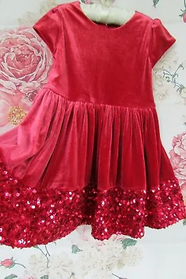 Red Velvet Sequin Sparkle Party Occasion Dress M&S 18-24 Marks & Spencer • £12.99