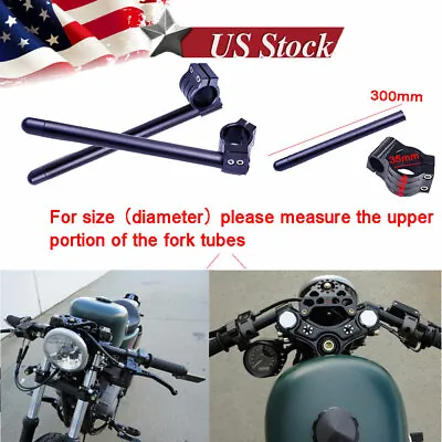 $32.59 • Buy Universal Black Clip-On Motorcycle 7/8  Handlebars 35mm Fork Tube For Cafe Racer