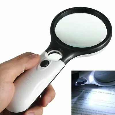 3 LED Light 45X Handheld Magnifier Reading Magnifying Glass Lens Jewelry Loupe • $6.98