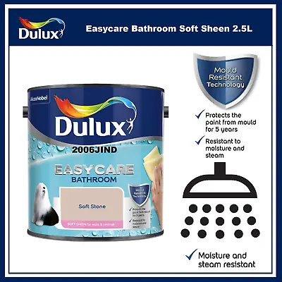 £21.47 • Buy Dulux Easycare Bathroom Soft Sheen Emulsion Paint 2.5L Soft Stone