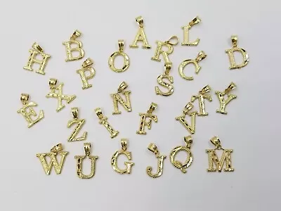 Initial 10k Yellow Gold A-Z Alphabet Charm Diamond Cut Pendent Men Women Real • $75.05