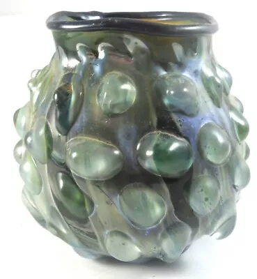 Murano Barovier Bugnoni Vase Art Glass Studio Bumpy Vase Moss Agate 3.5 H: Fine! • $127