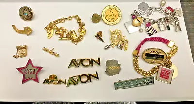 Vintage Avon/Mary Kay Makeup Prom Jewelry Bracelets Pins Broaches Charms • $4.99