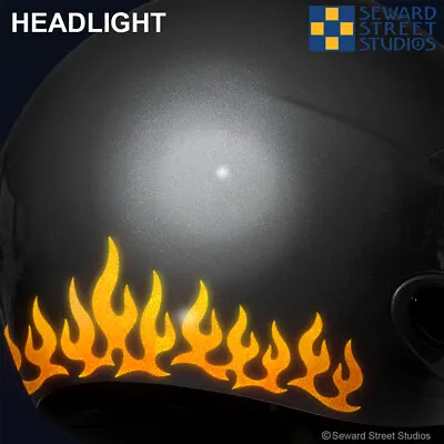 Five Flames Reflective Motorcycle Helmet Decal Set Safety Sticker Kit #1207R • $12