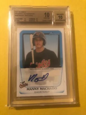 2011 Bowman Prospects Manny Machado RC Auto #MM BGS 10/10 PRISTINE SSP Padres • $4455.55